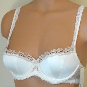 Felina Bra 32-B Tricia Satin Demi Vanilla NWT